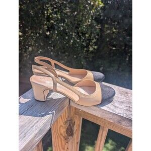 NWOT Slingback Heels Colorblock Beige Black Cap Toe Heels 9 Classy Old Money